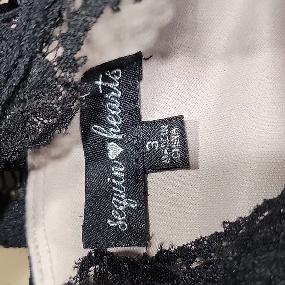 Sequin Hearts Size 3 Black Lace Sleeveless over Nude Strapless Cocktail Dress - Picture 11 of 12
